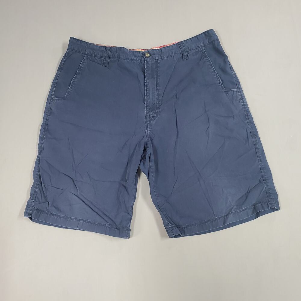 Woolrich Mens Chino Shorts 36 Blue Flat Front 100% Cotton Casual Summer